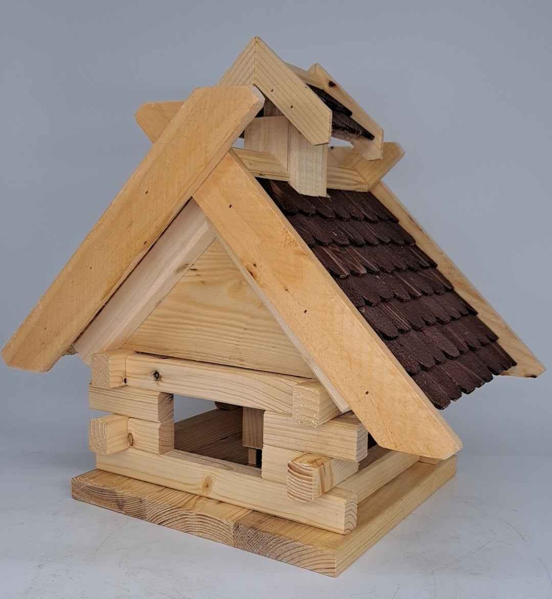 Vogelhaus Futtersilo Futterhaus Vogelfutter Vogelvilla Vogel im Hexenhausstil Braun(VHB)