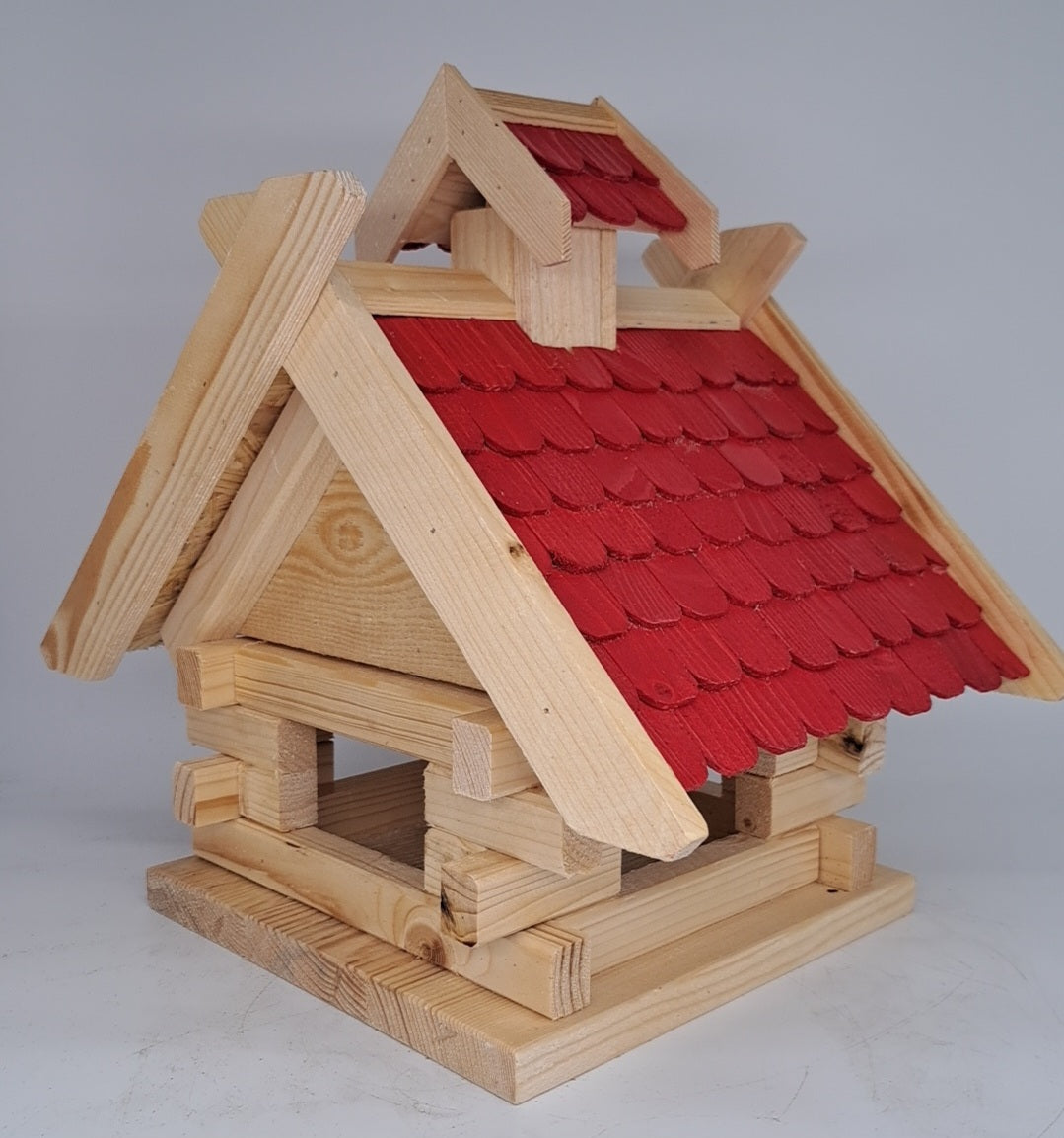 Vogelhaus Futtersilo Futterhaus Vogelfutter Vogelvilla Vogel im Hexenhausstil Rot(VHR)