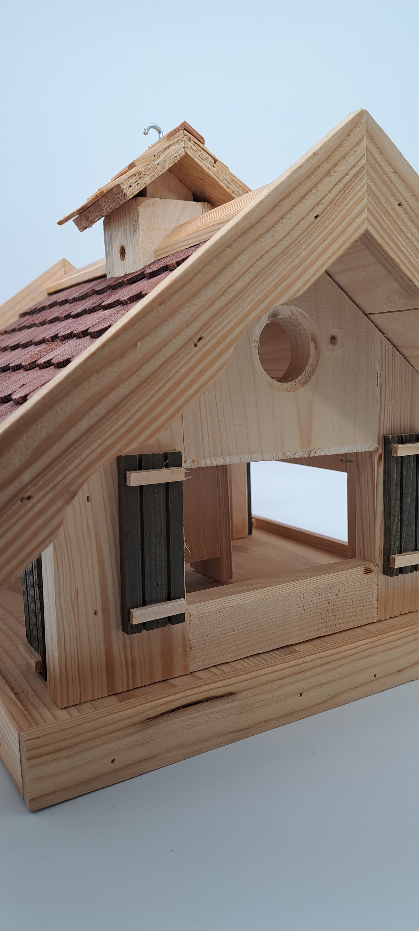 Almhütte Vogelhaus Futtersilo Futterhaus Vogelfutter Vogelvilla Vogel braun AB 1