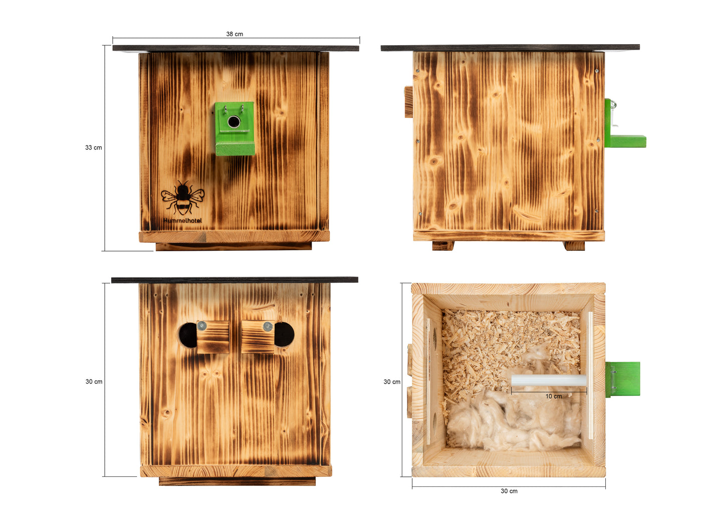 Hummelkasten Hummelhaus Hummelhotel Hummelhäuschen Hummelnistkasten Garten edel geflammt mit Sichtscheibe
