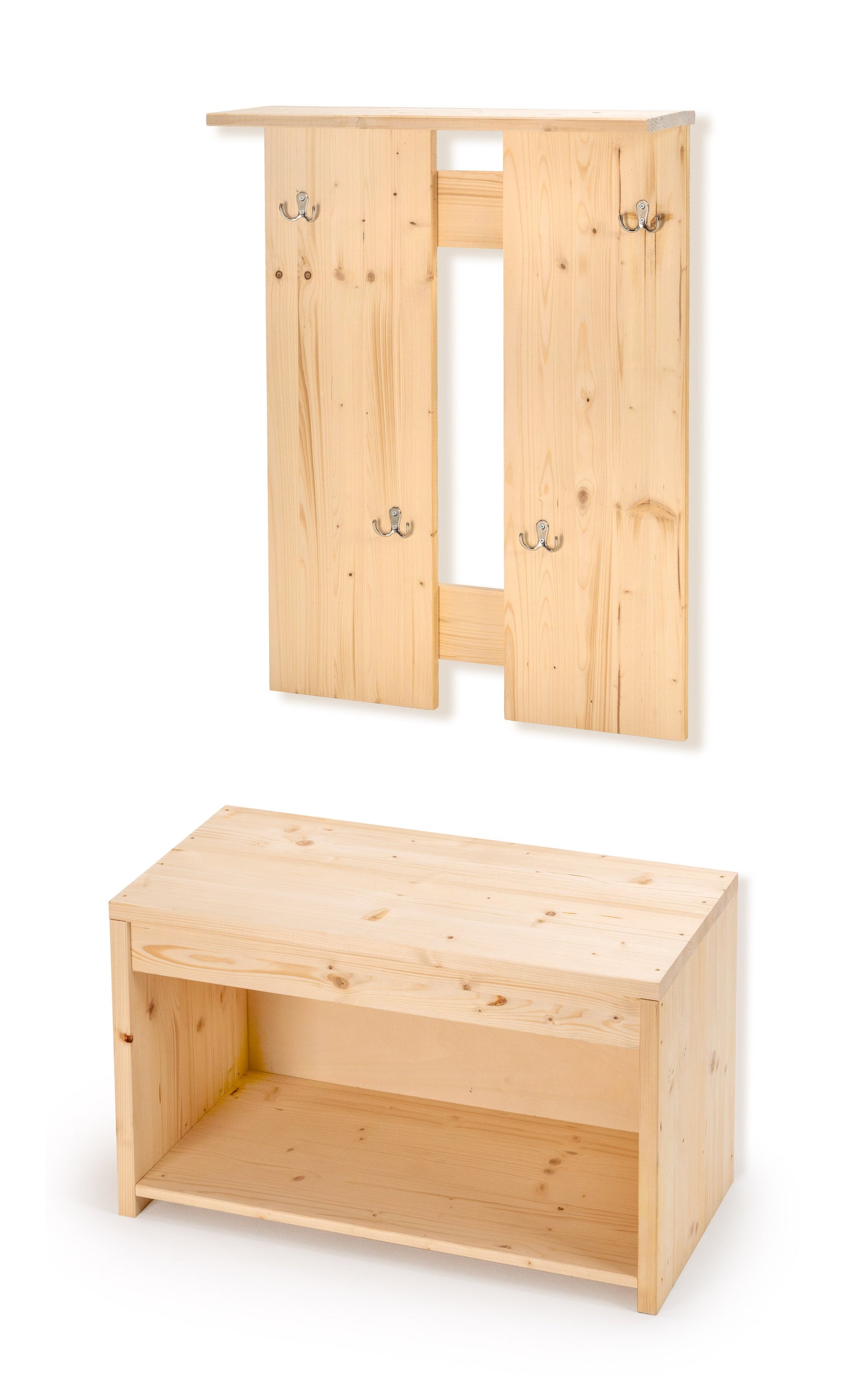 Garderobe Garderobenwand Garderobe aus massivem Fichtenholz Dielenmöbel Garderobe mit Hutablage