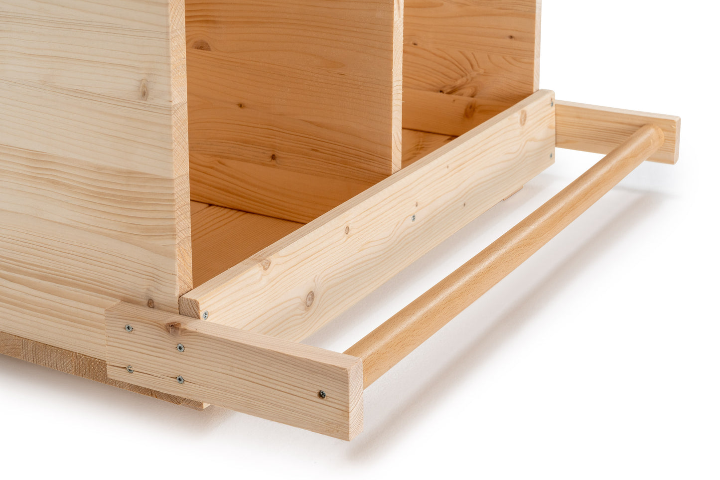 XL chicken box made of solid spruce wood nature with a approach bar