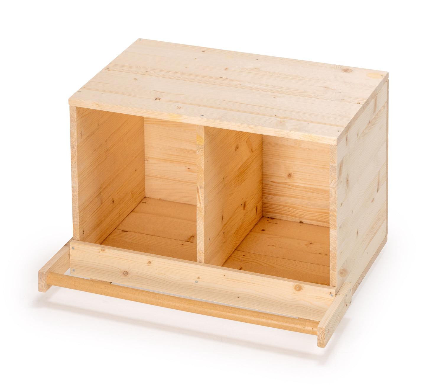XL chicken box made of solid spruce wood nature with a approach bar
