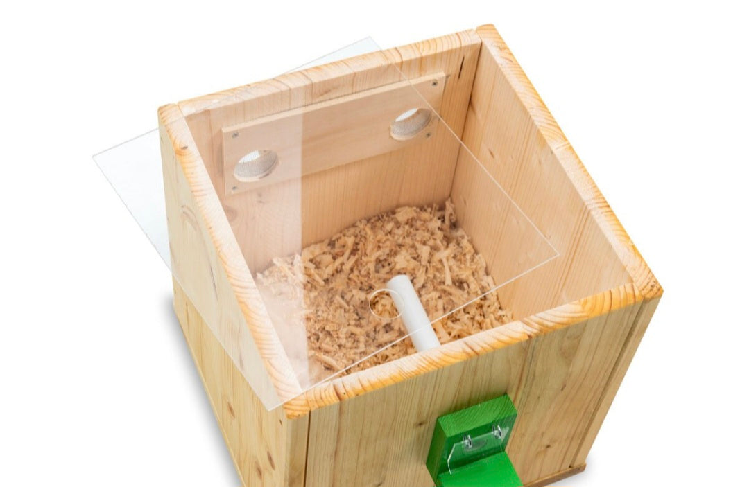 Hummelkasten Hummelhaus Hummelhotel Hummelhäuschen Hummelnistkasten Garten mit Bio-Leinöl Wetterfest imprägniert mit Sichtfenster (HN)