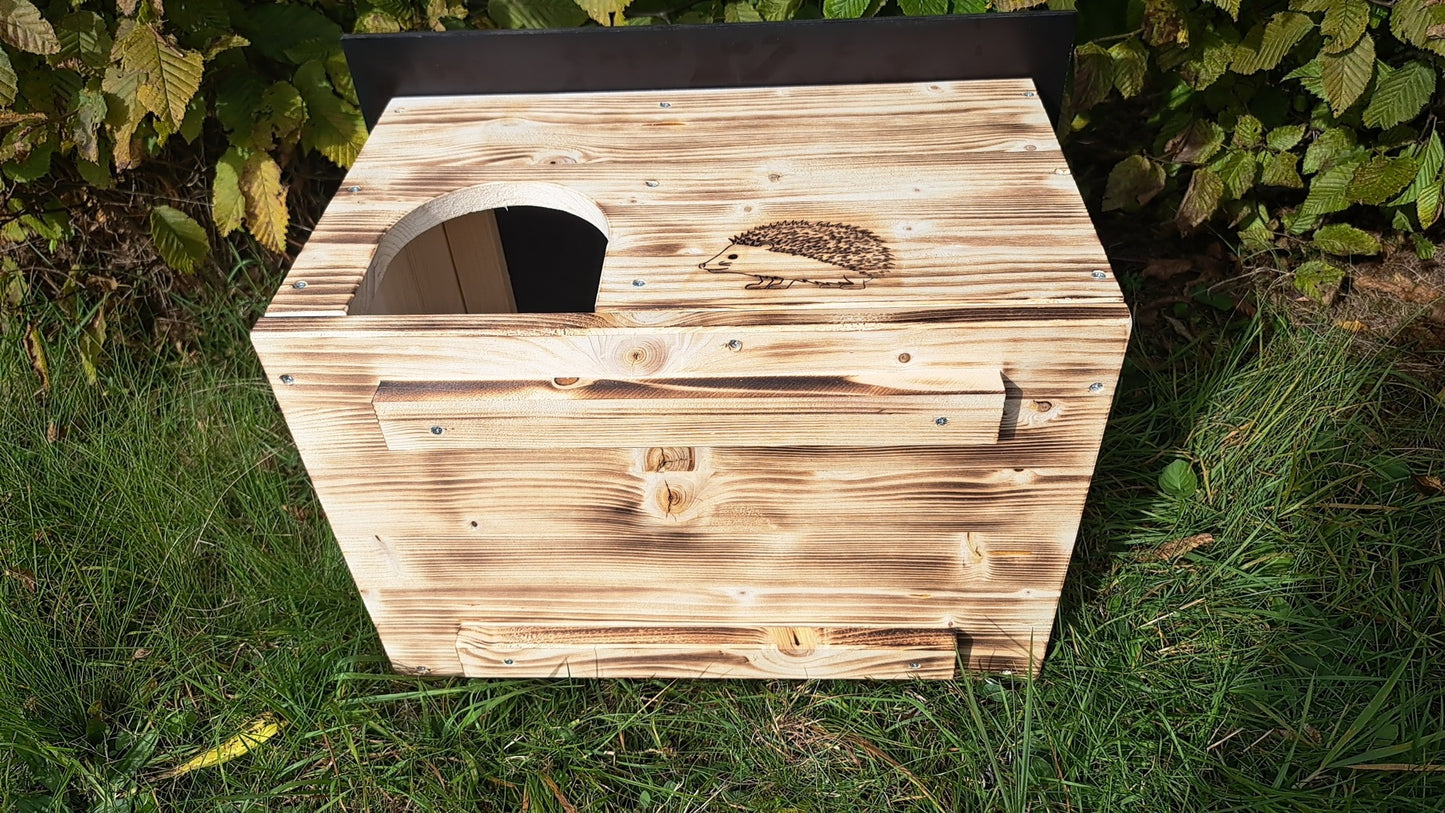 Hedgehog house Igelhotel Igelhütte Futterhaus for hedgehog hedgehog futter house flamed with floor and rat flap (IGKB)