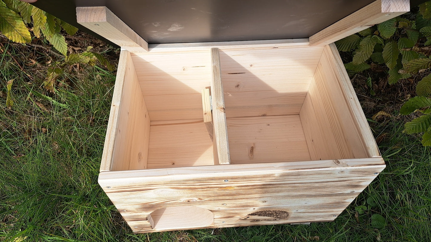 Hedgehog house Igelhotel Igelhütte Futterhaus for hedgehog hedgehog futter house flamed with floor and rat flap (IGKB)