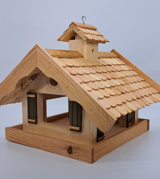 XXL bird house feeding house larch wood roof Almhütte with or without stands house A1